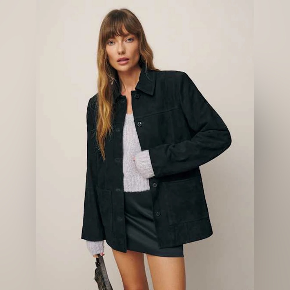 Reformation Veda Black Suede Lincoln Jacket